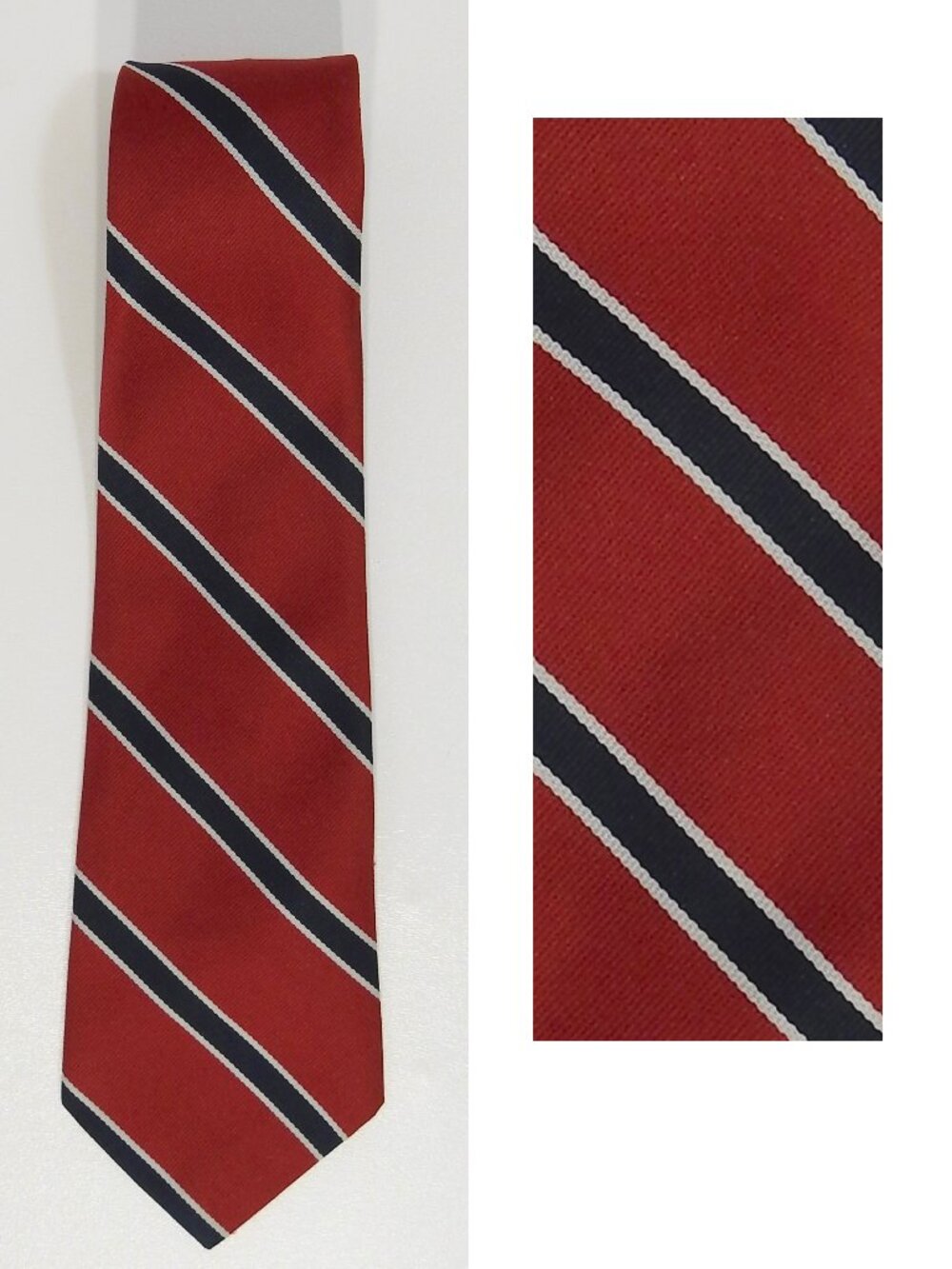 Dino Tie Made in the U.S.A. Red with Blue & White Diagnal Stripes Classic
